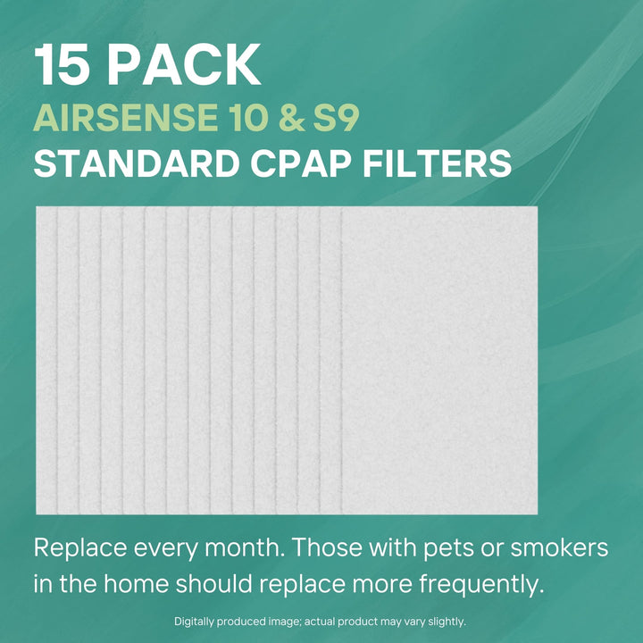 PURDOUX CPAP Filters for ResMed AirSense 10 & S9 (Standard 15 Pack), CPAP Bacteria Filters for CPAP Machine, CPAP Supplies Filters, CPAP Accessories