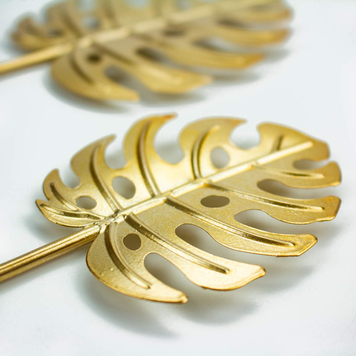 9.5 Inch Iron Wall Sculptures,Gold Metal Ginkgo, Maple, Monstera Leaf Wall Decor Round Wall Ornaments,Easy Installation Great for Bedroom Hanging Parts Hotel Wall Decoration (Gold, 3)