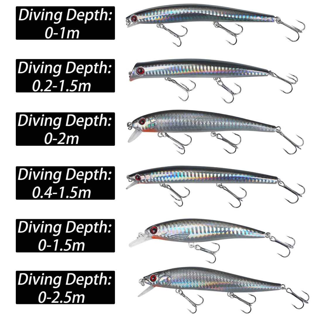 Saltwater Fishing Lures Kit Surf Fishing Striped Bass Lures Hard Bait Minnow Lures Jerkbait Topwater Crankbaits Popper Plugs Offshore Ocean Fishing Lures Tackle