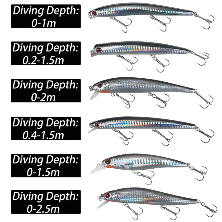 Saltwater Fishing Lures Kit Surf Fishing Striped Bass Lures Hard Bait Minnow Lures Jerkbait Topwater Crankbaits Popper Plugs Offshore Ocean Fishing Lures Tackle