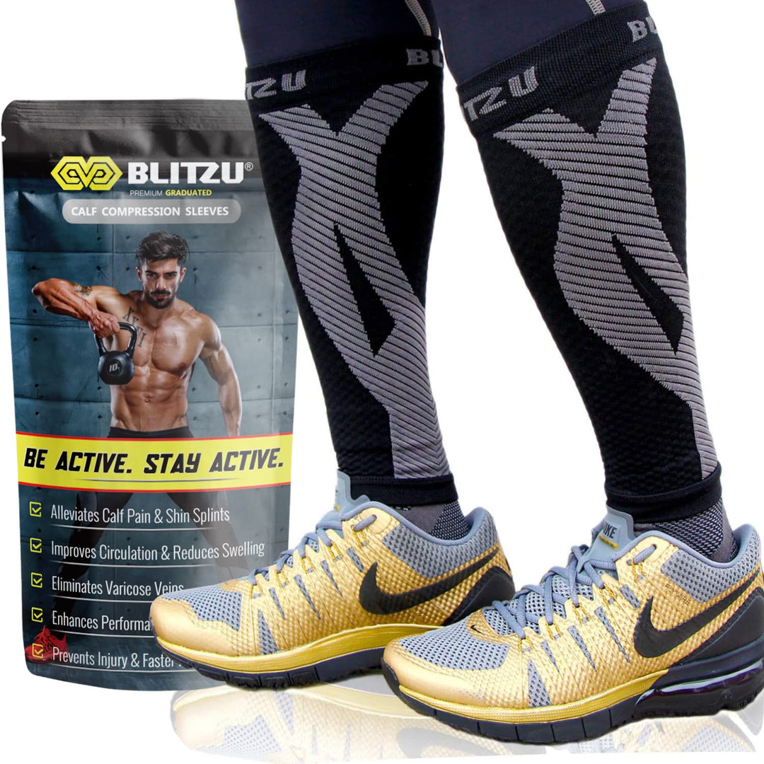 Calf Brace for Women Men, Calf and Shin Supports and Pain Relief Black S-M