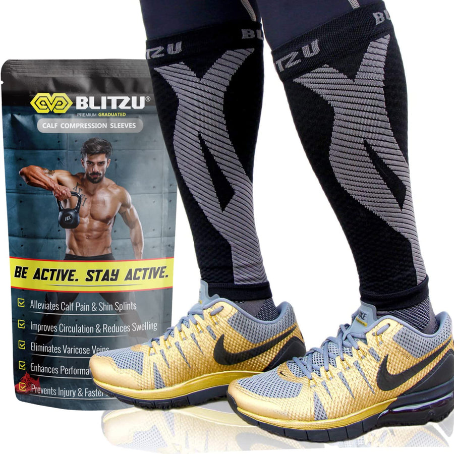 Calf Brace for Women Men, Calf and Shin Supports and Pain Relief Black S-M