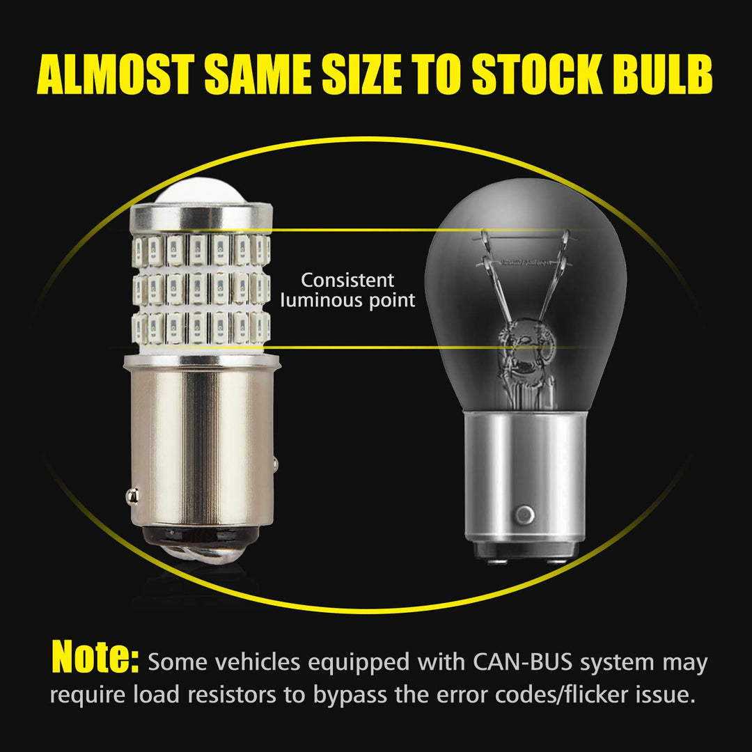 2057 1157 2357 7528 2057A 1157A BAY15D LED Strobe Bulbs Brilliant Red, Ultra Bright 57-SMD LED Replacement for Brake/Tail/Stop Lights (Pack of 2)