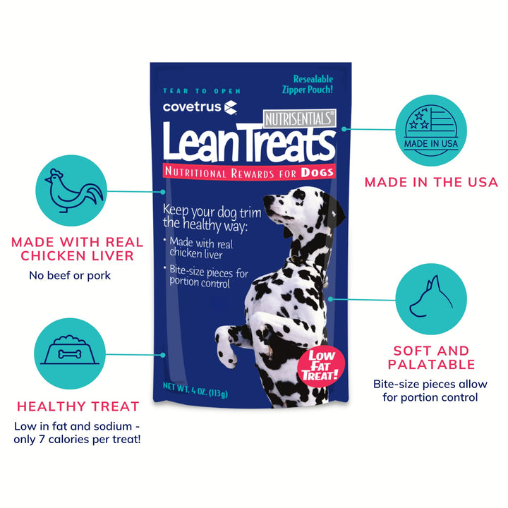 Nutrisential Lean Treats for Dogs - Soft Dog Treats for Small & Medium Dogs - Nutritional Low Fat Bite Size K9 Treats - Chicken Flavor - 10 Pack - 4oz