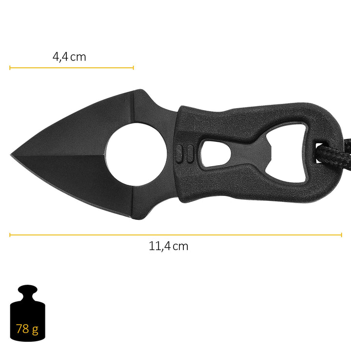 Heater II 4.25 Compact Durable Corrosion-Resistant 420 Stainless Steel Survival Tactical Fixed Blade Neck Knife, Molded Sheath with Belt Clip Included