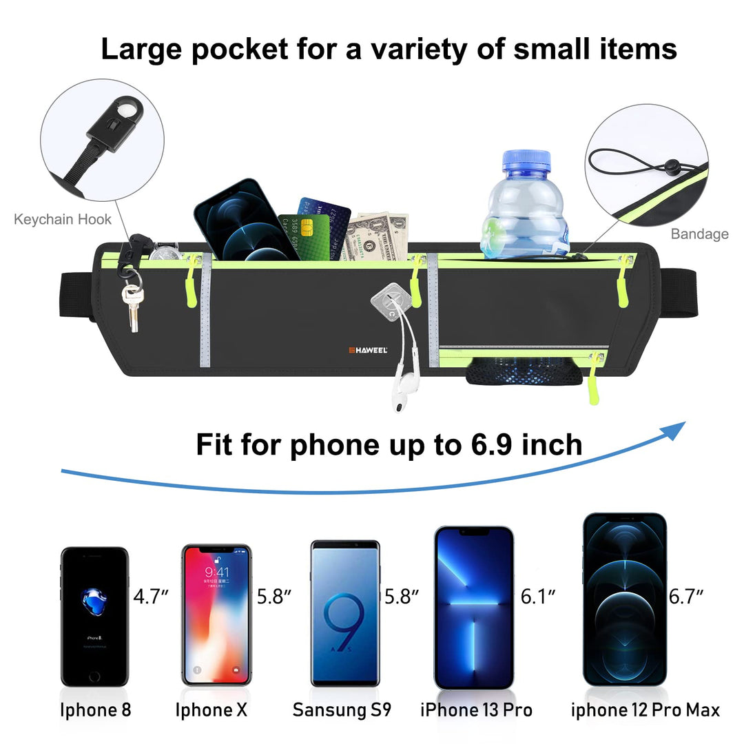 Running Fanny Pack Waist Bag Phone Holder Belt with Water Bottle Holder Suitable for Runner Cycling Hiking Accessories for iPhone 12 Plus Samsung Galaxy etc.