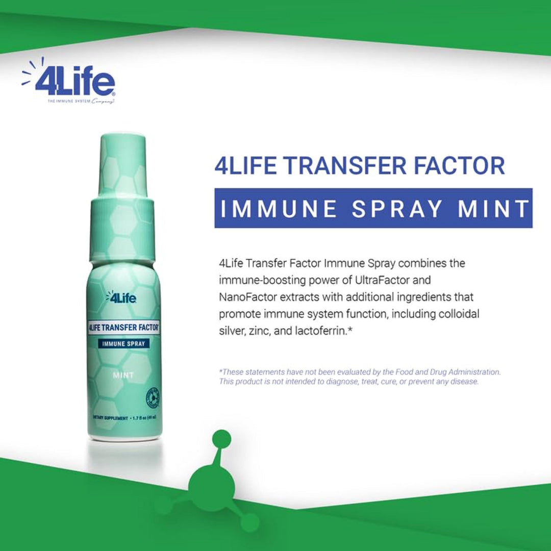 Transfer Factor Immune Spray - Supports Mouth and Throat Immune Health with Zinc, Marshmallow Root Extract - Mint Flavor - 1.7 oz