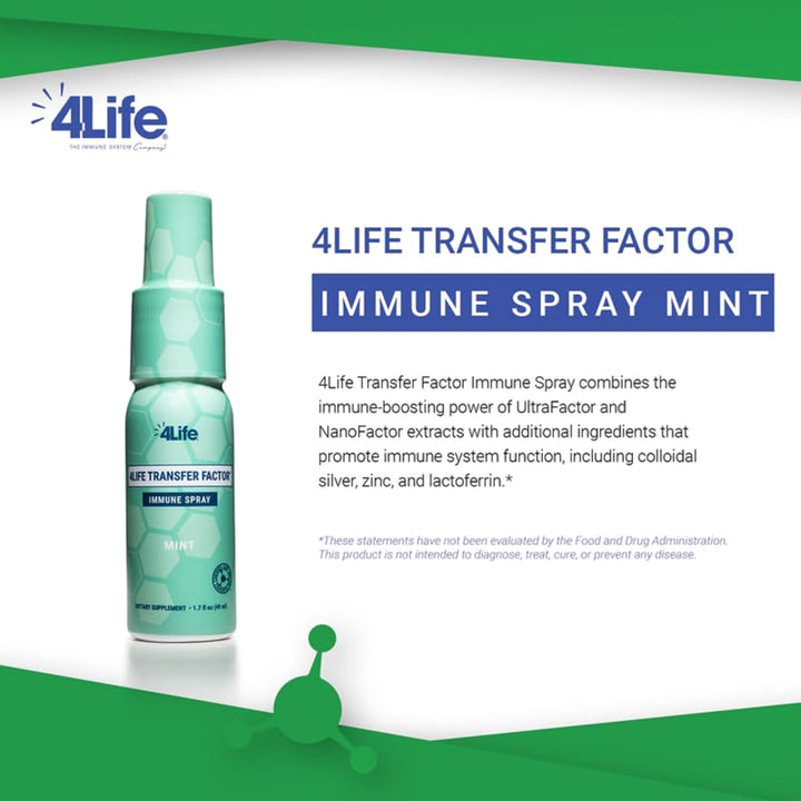 Transfer Factor Immune Spray - Supports Mouth and Throat Immune Health with Zinc, Marshmallow Root Extract - Mint Flavor - 1.7 oz
