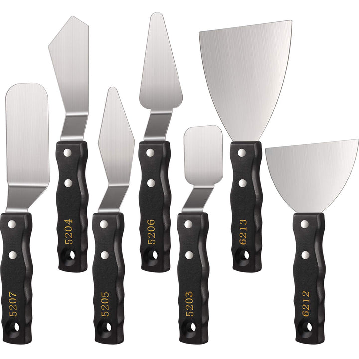 7 Pieces Large Painting Knives Stainless Steel Spatula Palette Knife Painting Mixing Scrapers Oil Painting Accessories Pallet Knife Set for Color Mixing Acrylic Mixing Supplies
