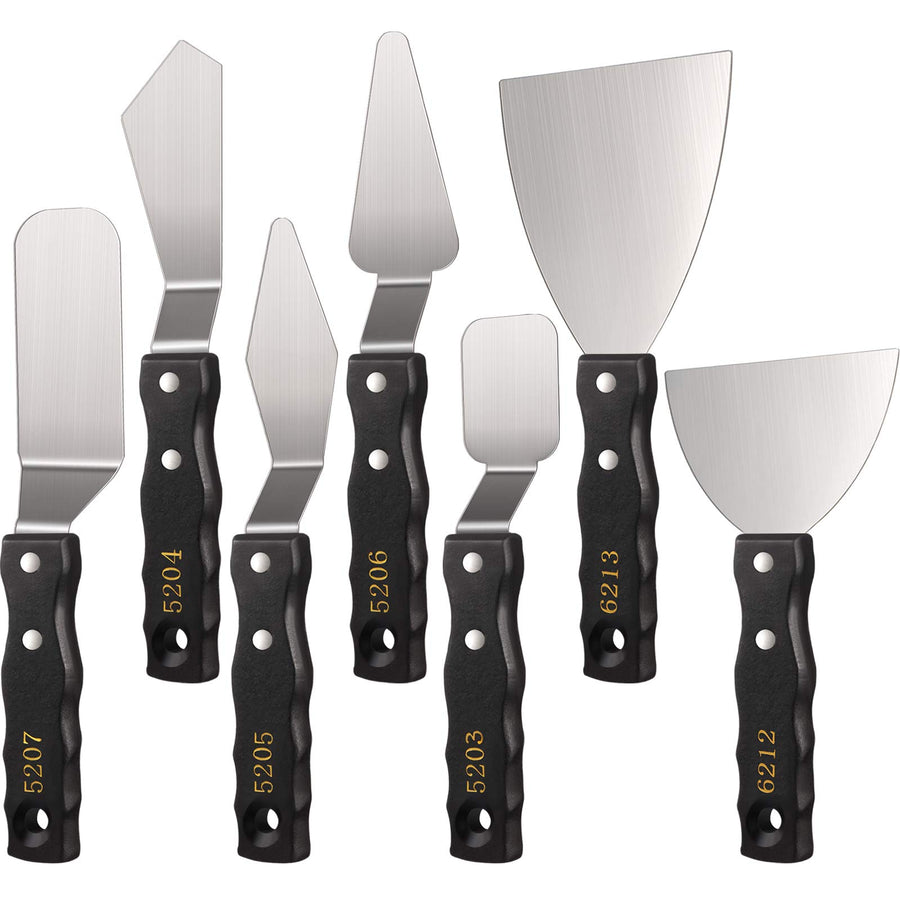 7 Pieces Large Painting Knives Stainless Steel Spatula Palette Knife Painting Mixing Scrapers Oil Painting Accessories Pallet Knife Set for Color Mixing Acrylic Mixing Supplies