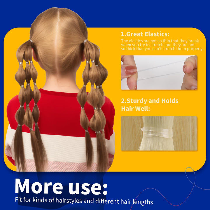 Clear Elastic Hair Bands, 2000Pcs Mini Hair Rubber Bands With A Box, Soft Hair Elastics Ties Bands 2Mm In Width And 30Mm In Length