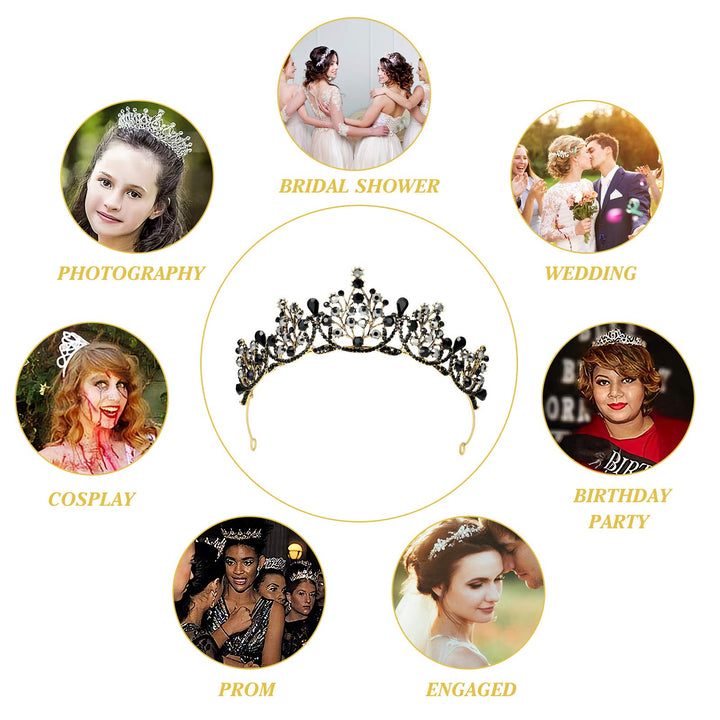 Black Crown for Women Baroque Queen Crown and Tiaras Princess Crown Gothic Crown Headpiece for Women Halloween Birthday