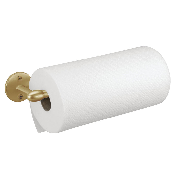 iDesign Orbinni Metal Wall Mounted Paper Towel Holder, Roll Organizer for Kitchen, Bathroom, Craft Room, 13.15 x 3.2 x 2.5, Gold