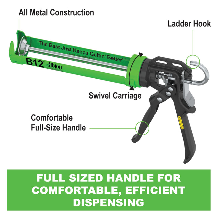 Engineering Company B12 B-Line Manual Cartridge Caulking Gun, 1/10 Gallon (10 oz), 12:1 Drive