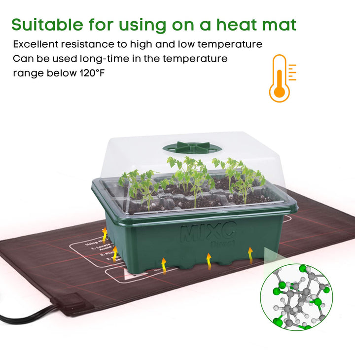 10 Set Seedling Trays Seed Starter Kit, 60 Large Cells Mini Propagator Plant Grow Kit with Humidity Vented Domes and Base for Seeds Starting Greenhouse (6 per Tray)