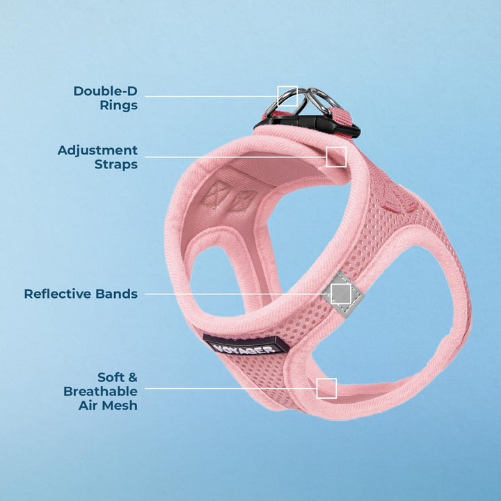 Voyager Step-in Air Dog Harness - All Weather Mesh, Reflective, No Pull Harness for Small, Medium Dogs, Cats - Secure with Hook & Loop Fastener, Buckle, Double D-Rings - Pink, S