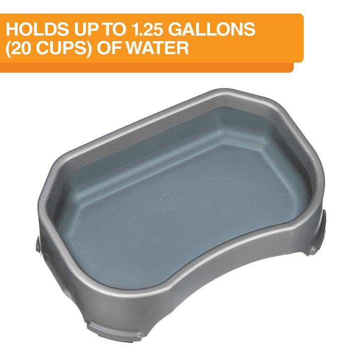 Big Bowl - Extra Large Water Bowl for Dogs (1.25 Gallon Capacity, 160 oz) - Huge Over Size Pet Bowl - Gunmetal Grey