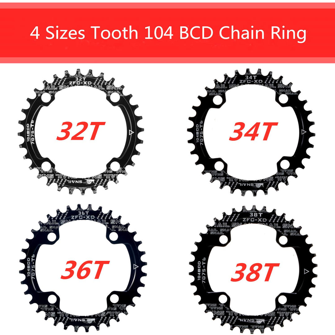 Chainring 104 BCD Chainring 32T Chainring Narrow Wide Single Chain Ring with 4 Pieces Sprocket Bolts for Road Bikes, Mountain Bikes, BMX MTB Bike(32T,Black)