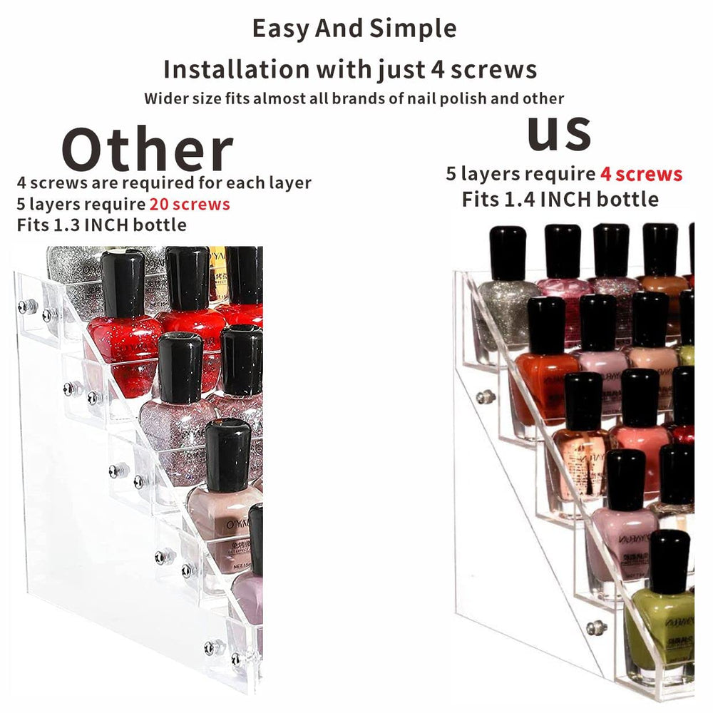 48 Bottles of 6 Layers Clear Nail Polish Rack,Nail Polish Storage Organizers And Storage Box,Clear Paint Bottles Holder And Essential Oil Organizer,Pack of 1