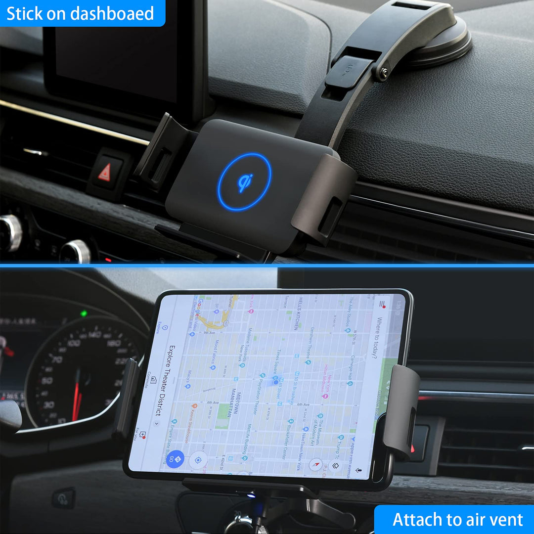 Wireless Car Charger Mount Compatible with Galaxy S24 Ultra/S24/S24+/S23 Ultra/S23/S22 Ultra/Note20, Car Phone Wireless Charger for iPhone 16/15/14/13/12/11 Series, Auto Clamp Air Vent Car Mount