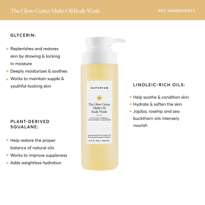 The Glow Getter Multi-Oil Hydrating Body Wash, Gentle Cleanser, 16.9 oz