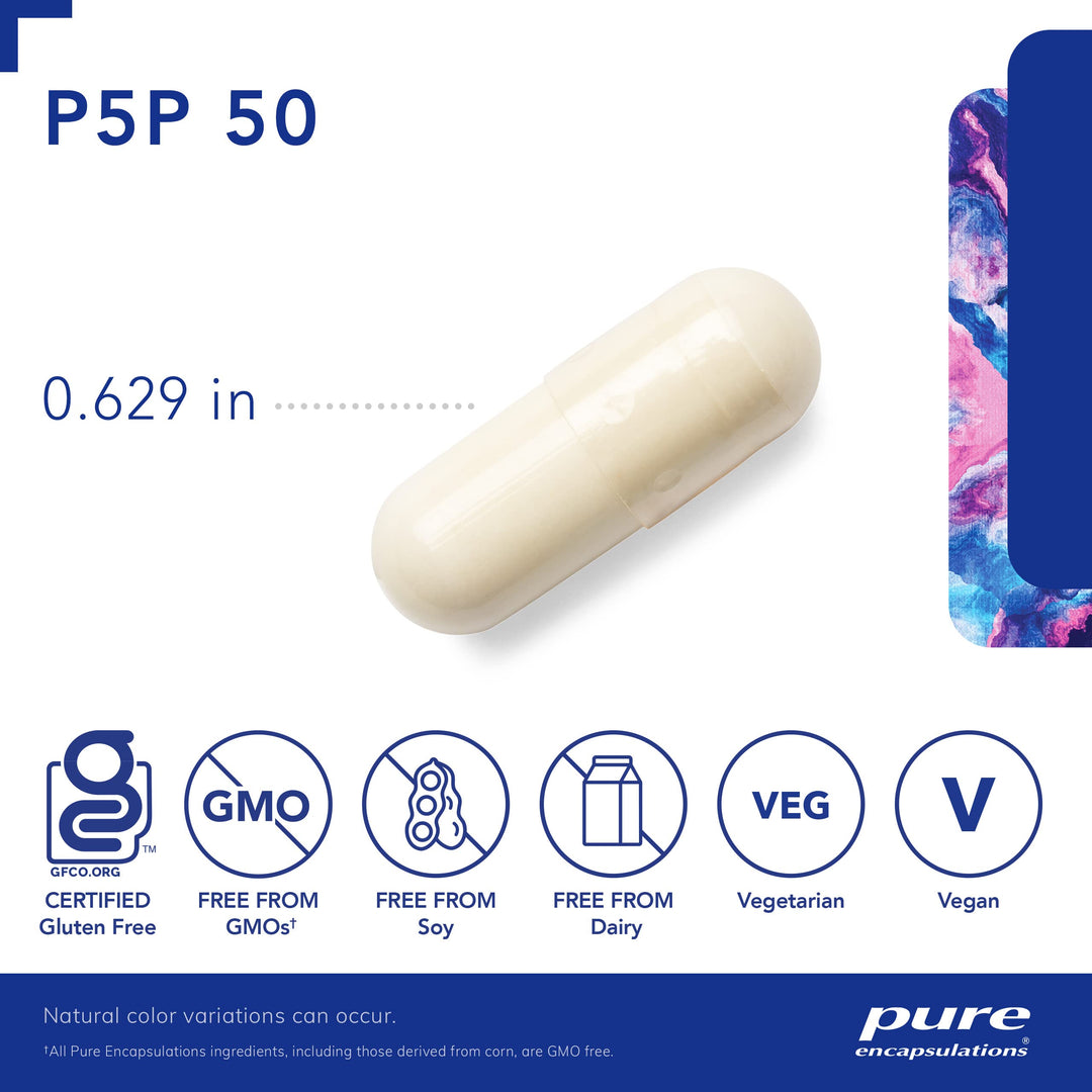 P5P 50 - Active Vitamin B6 - Supports Energy Metabolism & Brain Health* - Gluten Free & Non-GMO - 60 Capsules