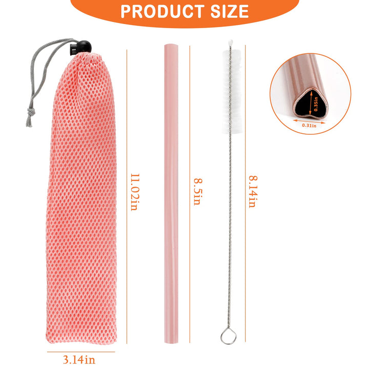 10Pcs Heart Straws Heart Shaped Straws with Silicone Tips Reusable Stainless Steel Straws Silicone Straws with 1 Cleaning Brushes and Mesh Bag for Hot Cold Drinks Valentines Day Birthday Wedding Gifts
