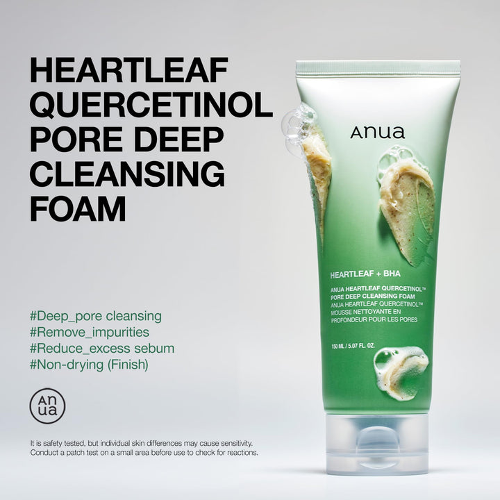 Heartleaf Quercetinol Pore Deep Cleansing Foam, Facial Cleanser, for Double Cleansing, BHA, Hyaluronic Acid, Glycerin, Face Wash, Blackhead Remover, Korean Skincare (150ml/5.07 fl.oz.)