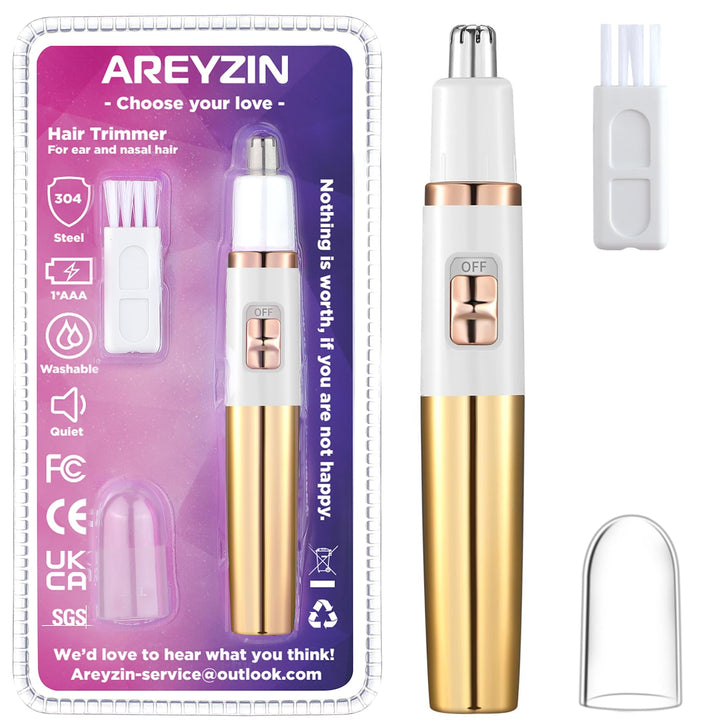 Nose Trimmer for Women Ladies Painless Ear and Nose Hair Trimmer for Men Eyebrow Facial Ear Hair Trimmer Nose Hair Clipper Professional, Waterproof, Gold
