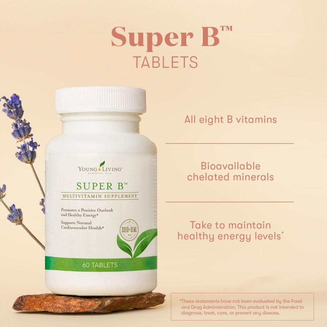 Super B Tablets, 60-Count Bottle | B Vitamins & Minerals | Supports Healthy Energy Levels | Keto-Friendly | Natural Folate Source | Contains Calcium, Magnesium, and Vitamin B6