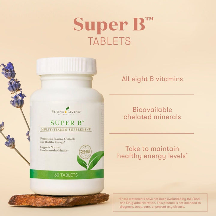 Super B Tablets, 60-Count Bottle | B Vitamins & Minerals | Supports Healthy Energy Levels | Keto-Friendly | Natural Folate Source | Contains Calcium, Magnesium, and Vitamin B6