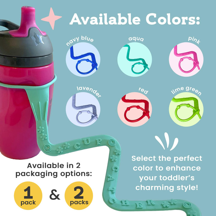 Cup Catcher - Patented Safety Tether to attach Sippy Cups, Bottles, Toys & Pacifiers to Strollers, High Chairs & Car Seats, Made in USA, Food grade, Dishwasher Safe (Navy)