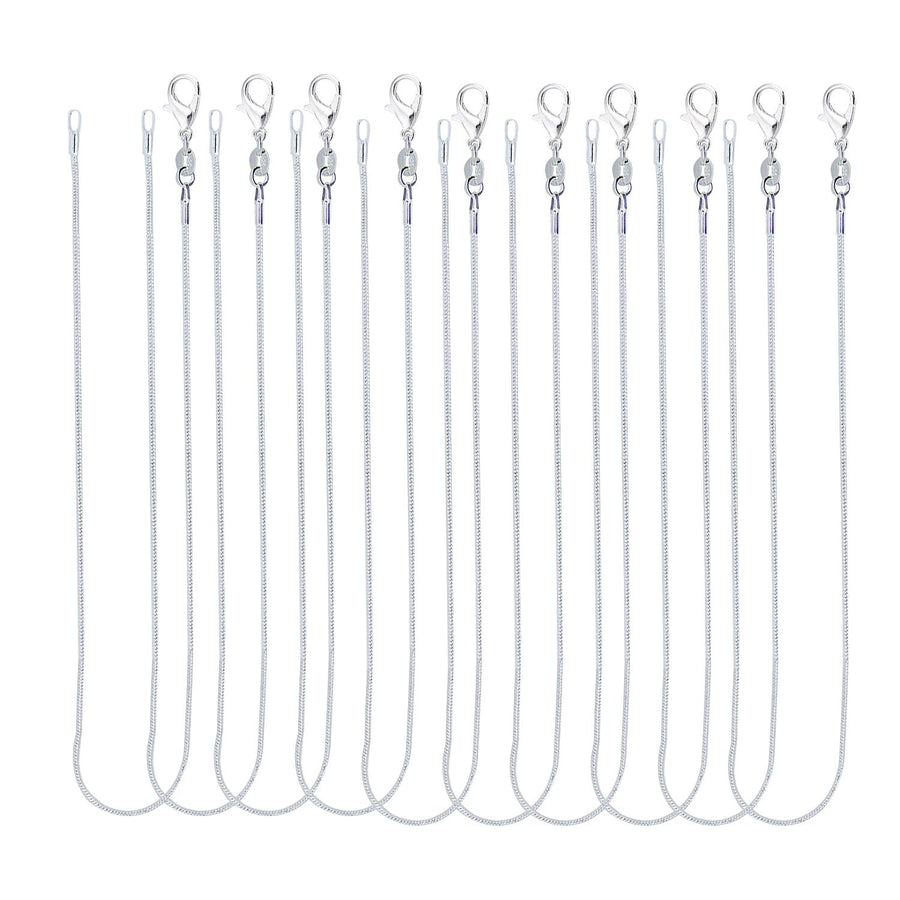 10pcs 24 Inch Silver Plated with 925 Stamp 1.2mm DIY Snake Chain Charms Link Necklace With Lobster Clasps for Jewelry Making (24)