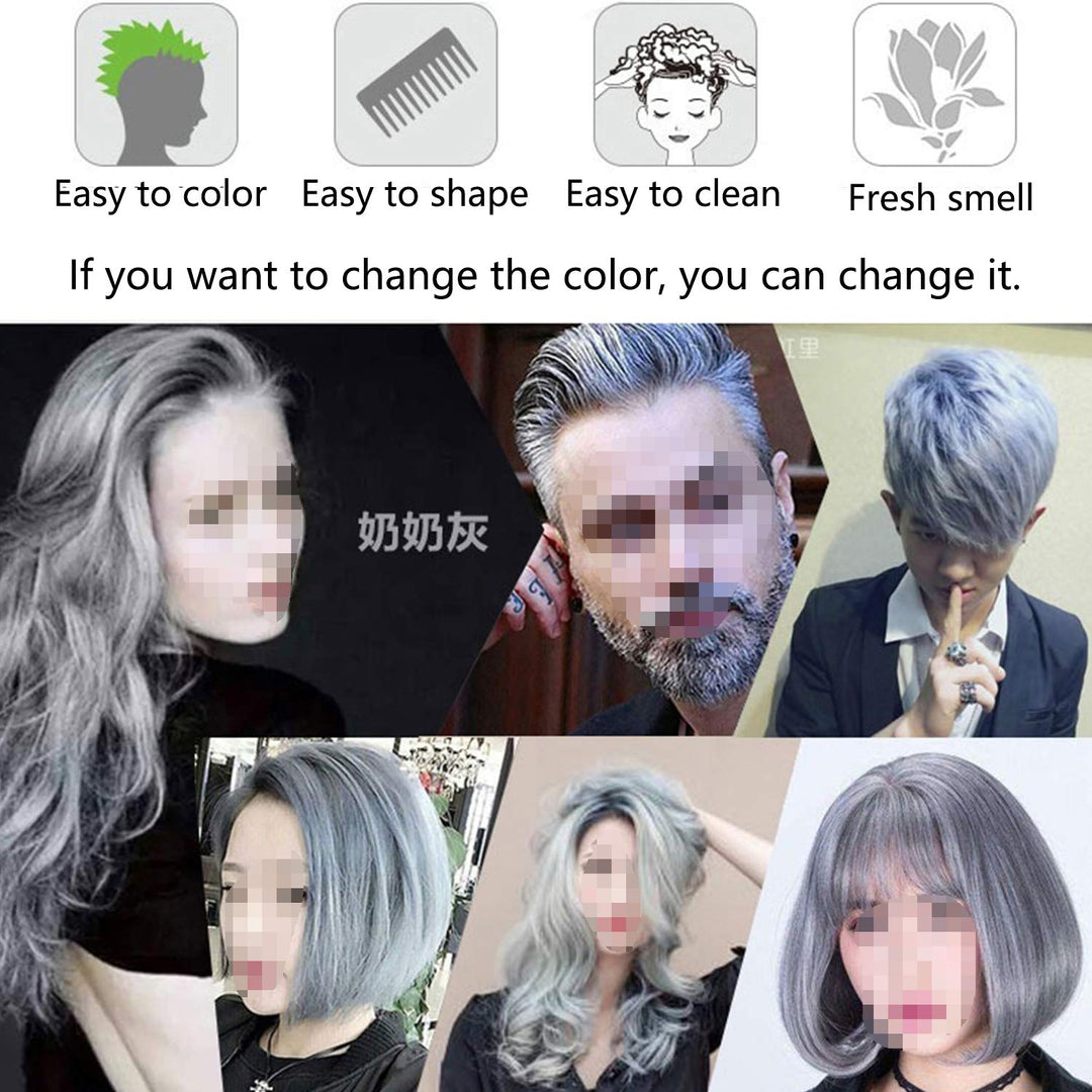 Mofajang Hair Wax Dye Styling Cream Mud, Natural Hairstyle Color Pomade, Washable Temporary, Gray