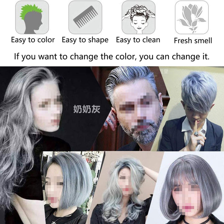 Mofajang Hair Wax Dye Styling Cream Mud, Natural Hairstyle Color Pomade, Washable Temporary, Gray