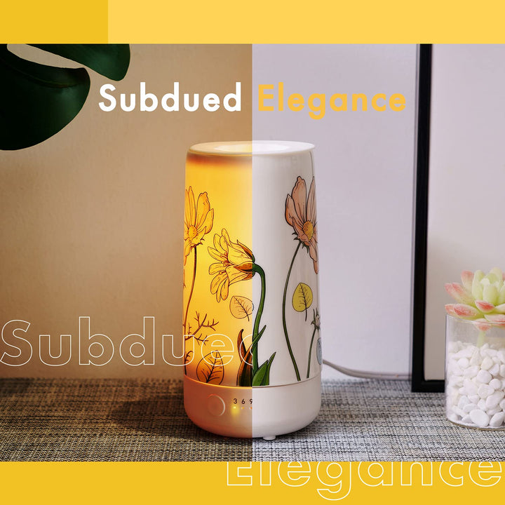Ceramic Wax Melt Warmer, Electric Wax Melter and Scent Diffuser with Silicone Tray and Automatic Timer, 100% Safe, No Flame, Wick or Soot, Decorative Modern Design (Never-Fading Flower)