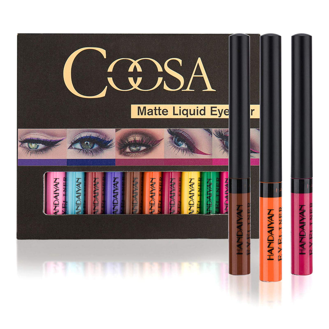 12 Colors Matte Colorful Liquid Eyeliner Set, High Pigmented Color Eyeliner Lasting Waterproof Professional Bright-colored Eyeliner Pen Set -Smudgeproof Makeup Eyeliner Pen