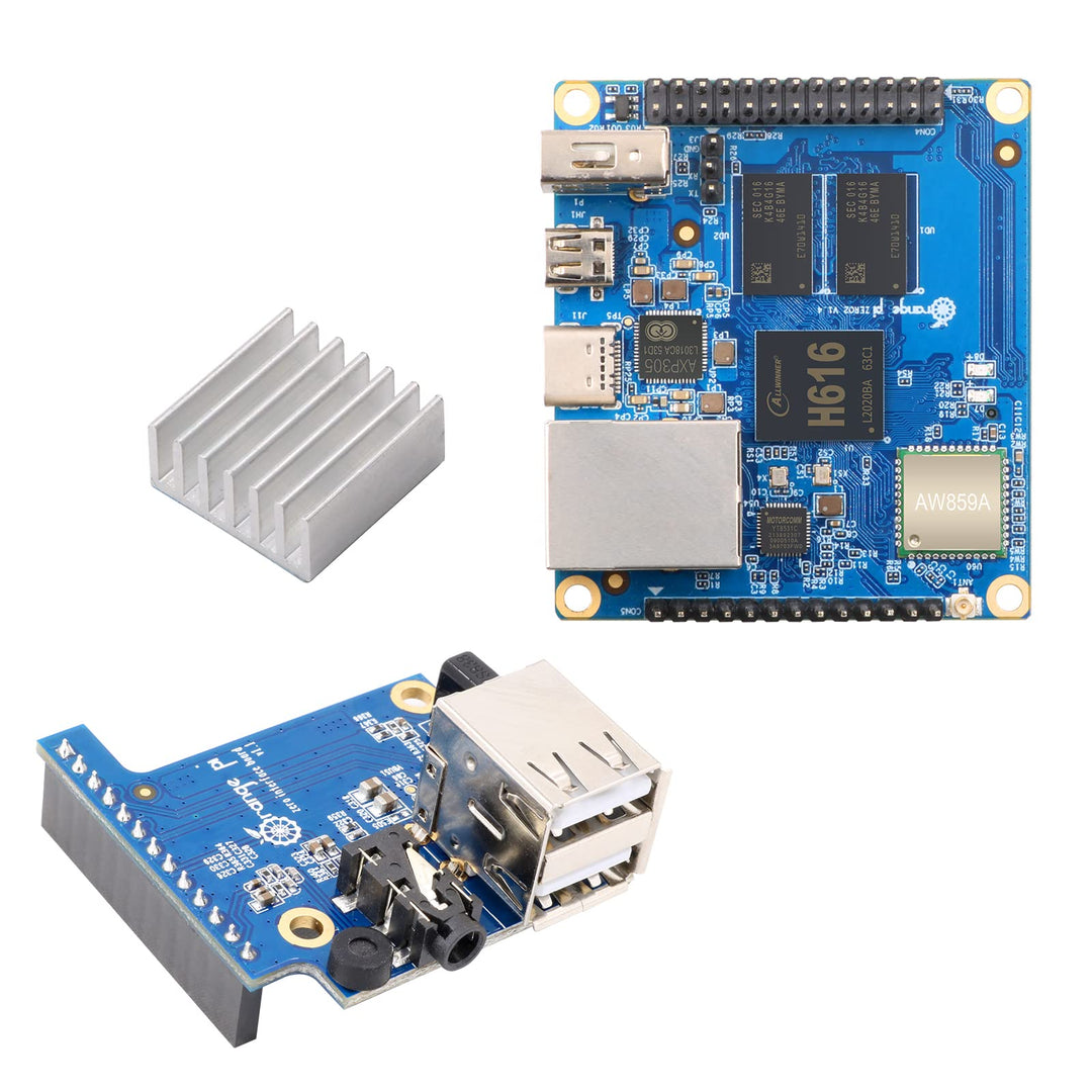 Zero 2, 1GB Allwinner H616 Quad Core 64 Bit Open-Source Microcontroller 1000M Ethernet Single Board Computer, Support Android10, Ubuntu, Debian (Zero 2)