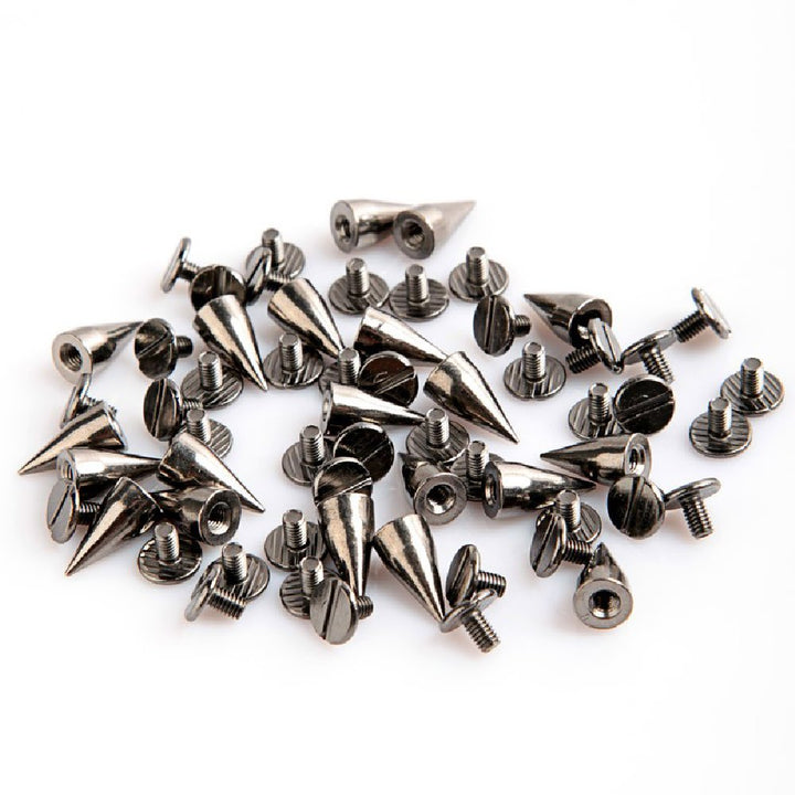 30 Sets 13MM Black Gunmetal Color Bullet Cone Spike Stud Metal Screw Back DIY Leather-Craft