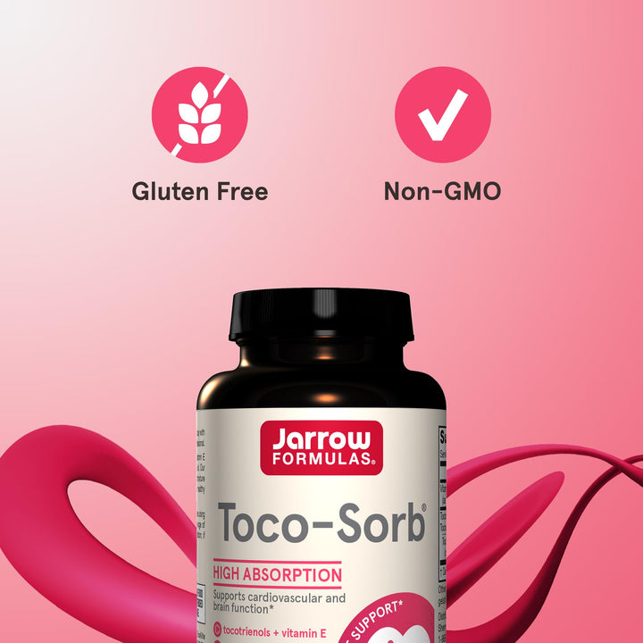 ® Toco-Sorb Cardiovascular Health and Brain Function Support, High Absorption Formula, Tocotrienol-Tocopherol Complex and Vitamin E, 60 Softgels, 30 Day Supply