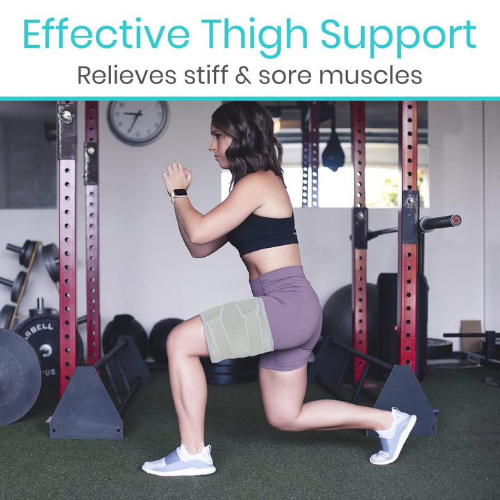 Thigh Brace - Hamstring Quad Wrap - Adjustable Compression Sleeve Support for Pulled Groin Muscle, Sprains, Quadricep, Tendinitis, Workouts, Sciatica Pain and Sports Recovery - Men, Women (Black) (1, Gray)