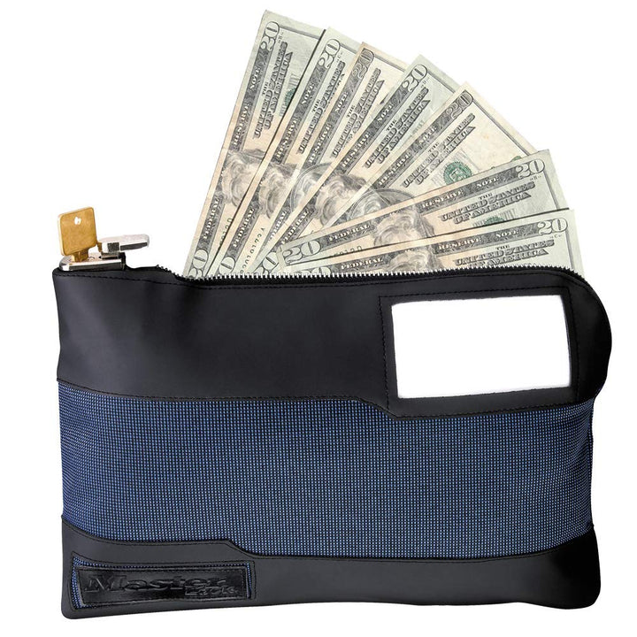 Money Bag with Key Lock and Zipper for Cash, 11-1/2 in. Long Locking Portable Travel Money Pouch Protects Passports, Valuables, 7120D