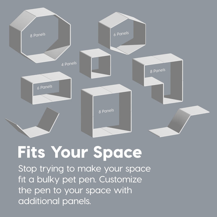 Dog Playpen, 8-Panel 34 Pet Playpen with Door, Puppy Playpen, Indoor/Outdoor Dog Pen, 63 x 63 x 34, Foldable, Customizable, White