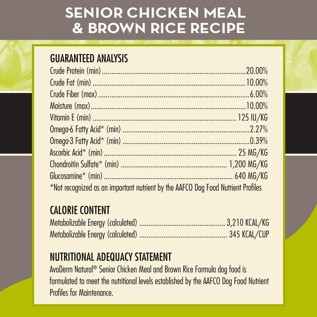 Natural Chicken Meal & Brown Rice - Senior Dry Dog Food 26 lb