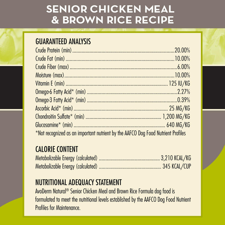 Natural Chicken Meal & Brown Rice - Senior Dry Dog Food 26 lb