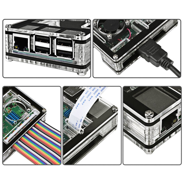 Raspberry Pi 3 B+ Case with Fan Cooling Pi 3B Case with 3 Pcs Heat-Sinks 5V 3A Power Supply for Raspberry Pi 3 B+ (B Plus) 3B (No Raspberry Pi Board)