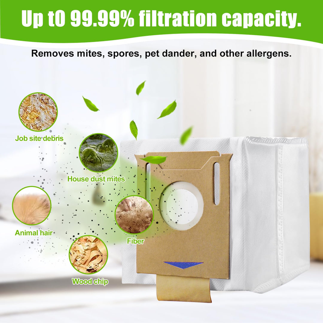 12 Pack Dust Bags For for Yeedi K781+, For ECOVACS Deebot Ozmo T8 AIVI T8 Max, AIVI & T8, T9 T9+ N8 N8 Pro Plus series DX93 DDX96 Vacuum Cleaner Parts