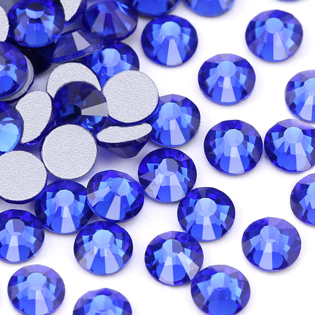 1440 Pieces SS10 Flatback Rhinestones, 2.8MM Flatback Nail Crystal Rhinestones for Craft Nails Dance Costumes, Non Hotfix Rhinestones (SS10 / 2.8MM, Blue/Sapphire)