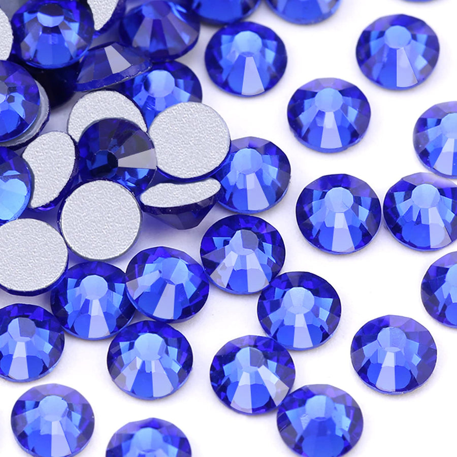 1440 Pieces SS10 Flatback Rhinestones, 2.8MM Flatback Nail Crystal Rhinestones for Craft Nails Dance Costumes, Non Hotfix Rhinestones (SS10 / 2.8MM, Blue/Sapphire)