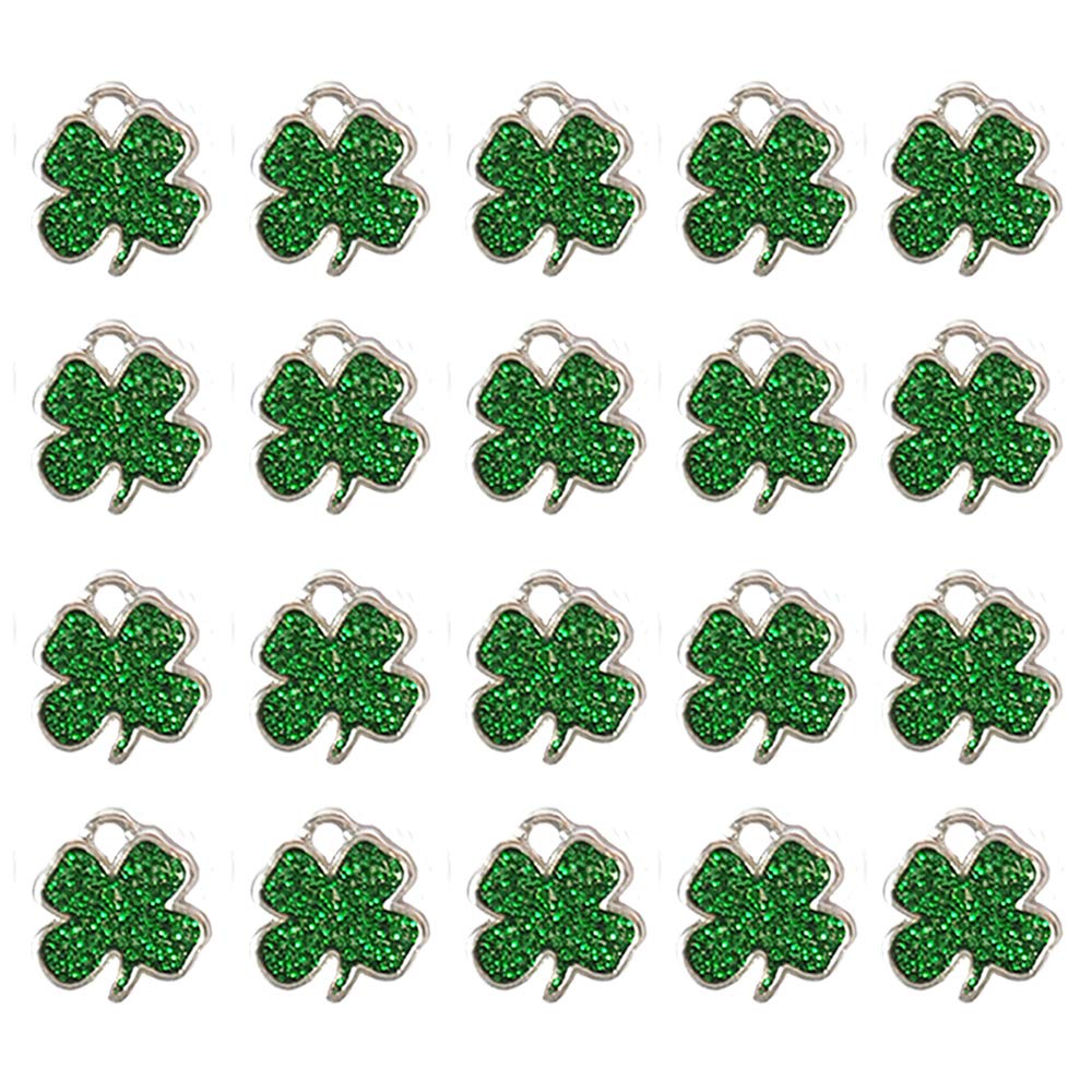 Four Leaf Clover Lucky Charms Pendents for DIY Crafting Bracelet Ankle Earring Necklace Jewelry Making Accessories 30 Pack